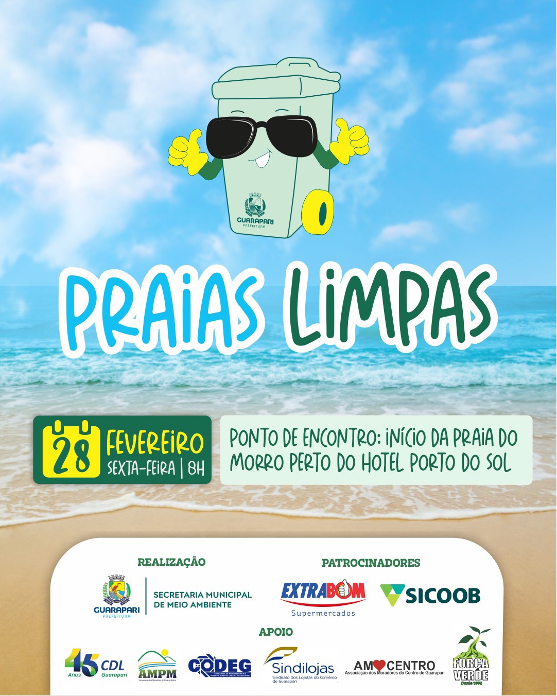 Leia mais sobre o artigo Guarapari se prepara para o Carnaval com ação de limpeza na Praia do Morro